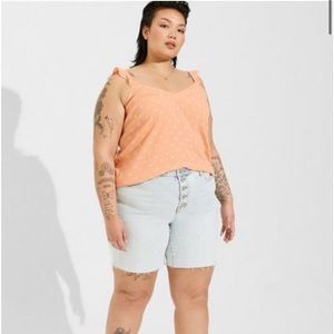 Torrid Size 1 Washable Crinkle Gauze V-Neck Ruffle Strap Tank NWT